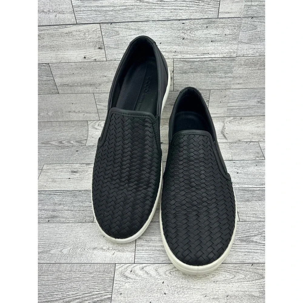 ECCO Soft 7 Woven Slip On Black Leather Shoes 470113-01001 Women EU‎ 40 US 9-9.5